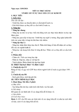 Giáo án Địa lí 9 - Tiết 33: Thực hành vẽ biểu đồ về sự thay đổi cơ cấu kinh tế - Năm học 2023-2024