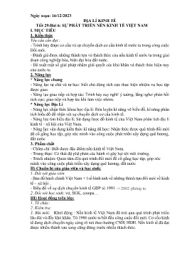 Giáo án Địa lí 9 - Tuần 16 - Năm học 2023-2024