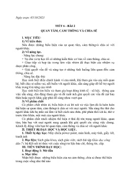 Giáo án GDCD 7 (Kết nối tri thức) - Tiết 6, Bài 2: Quan tâm, cảm thông và chia sẻ - Năm học 2023-2024