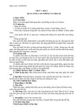 Giáo án GDCD 7 (Kết nối tri thức) - Tiết 7, Bài 2: Quan tâm, cảm thông và chia sẻ - Năm học 2023-2024