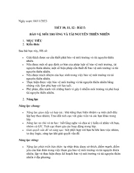Giáo án GDCD 8 (Kết nối tri thức) - Tiết 10-12, Bài 5: Bảo vệ môi trường và tài nguyên thiên nhiên - Năm học 2023-2024