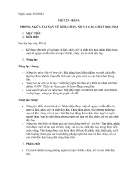 Giáo án GDCD 8 (Kết nối tri thức) - Tiết 23, Bài 9: Phòng ngừa tai nạn vũ khí, cháy, nổ và các chất độc hại - Năm học 2023-2024