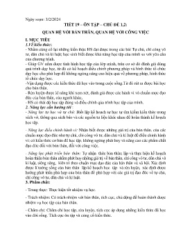 Giáo án GDCD 9 - Tiết 19, Ôn tập chủ đề 1+2: Quan hệ với bản thân, quan hệ với công việc - Năm học 2023-2024