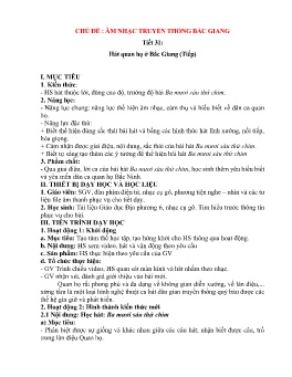Giáo án Giáo dục địa phương 6 - Chủ đề: Âm nhạc Truyền thống Bắc Giang - Tiết 31: Hát quan họ Bắc Giang (Tiếp)