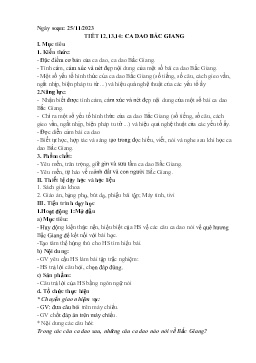 Giáo án Giáo dục địa phương 6 - Tiết 12-14: Ca dao Bắc Giang - Năm học 2023-2024