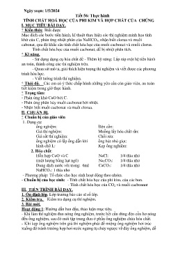 Giáo án Hóa học 9 - Tiết 56: Thực hành Tính chất hóa học của phi kim và hợp chất của chúng - Năm học 2023-2024
