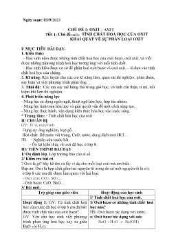 Giáo án Hóa học 9 - Tuần 1 - Năm học 2023-2024