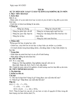 Giáo án Hóa học 9 - Tuần 11 - Năm học 2023-2024
