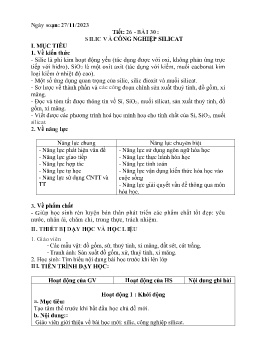 Giáo án Hóa học 9 - Tuần 14+15 - Năm học 2023-2024