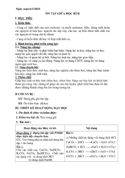Giáo án Hóa học 9 - Tuần 28: Ôn tập giữa học kì II - Năm học 2023-2024