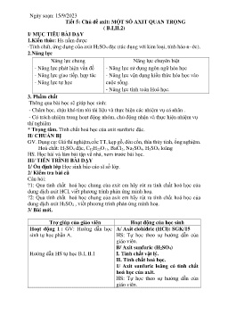 Giáo án Hóa học 9 - Tuần 3 - Năm học 2023-2024