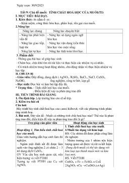 Giáo án Hóa học 9 - Tuần 5 - Năm học 2023-2024