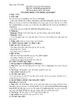 Giáo án Hoạt động trải nghiệm 6 - Tiết 60: Sinh hoạt dưới cờ Vẽ tranh tuyên truyền Vì cộng đồng văn minh, sạch đẹp - Năm học 2023-2024