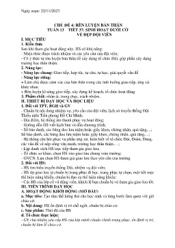 Giáo án Hoạt động trải nghiệm 6 - Tuần 13, Tiết 37: Sinh hoạt dưới cờ Vẻ đẹp đội viên - Năm học 2023-2024