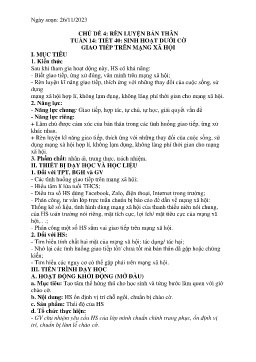 Giáo án Hoạt động trải nghiệm 6 - Tuần 14, Tiết 40: Sinh hoạt dưới cờ Giao tiếp trên mạng xã hội - Năm học 2023-2024