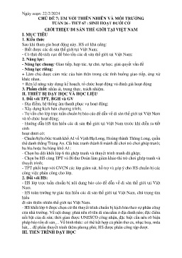 Giáo án Hoạt động trải nghiệm 6 - Tuần 26, Tiết 67: Sinh hoạt dưới cờ Giới thiệu di sản thế giới tại Việt Nam - Năm học 2023-2024