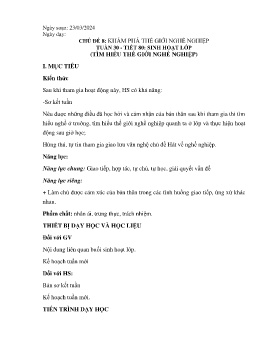 Giáo án Hoạt động trải nghiệm 6 - Tuần 30, Tiết 80: Sinh hoạt lớp Tìm hiểu thế giới nghề nghiệp - Năm học 2023-2024