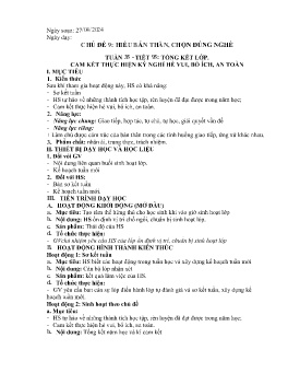 Giáo án Hoạt động trải nghiệm 6 - Tuần 35, Tiết 95: Tổng kết lớp. Cam kết thực hiện kì nghỉ hè vui, bổ ích, an toàn - Năm học 2023-2024