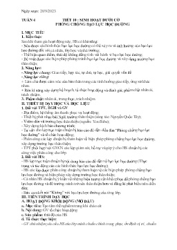 Giáo án Hoạt động trải nghiệm 6 - Tuần 4, Tiết 10: Sinh hoạt dưới cờ Phòng chống bạo lực học đường - Năm học 2023-2024