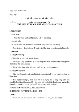 Giáo án Hoạt động trải nghiệm 6 - Tuần 7, Tiết 20: Sinh hoạt lớp Thể hiện sở thích, khả năng của bản thân - Năm học 2023-2024