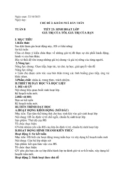 Giáo án Hoạt động trải nghiệm 6 - Tuần 8, Tiết 23: Sinh hoạt lớp Giá trị của tôi, giá trị của bạn - Năm học 2023-2024