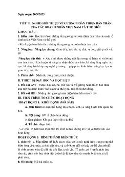 Giáo án Hoạt động trải nghiệm 7 - Tiết 10: Nghe giới thiệu về gương hoàn thiện bản thân của các doanh nhân Việt Nam và thế giới - Năm học 2023-2024
