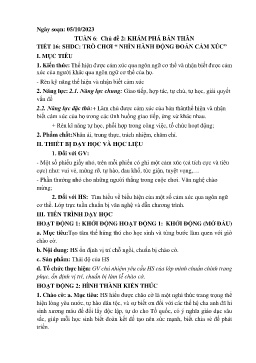 Giáo án Hoạt động trải nghiệm 7 - Tiết 16: Sinh hoạt dưới cờ Trò chơi Nhìn hành động đoán cảm xúc - Năm học 2023-2024