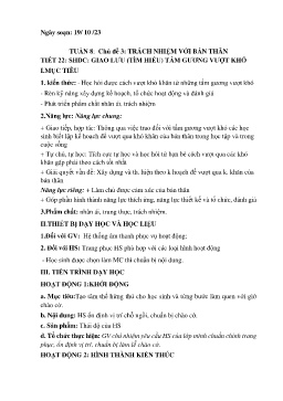 Giáo án Hoạt động trải nghiệm 7 - Tiết 22: Sinh hoạt dưới cờ Giao lưu (Tìm hiểu) tấm gương vượt khó - Năm học 2023-2024