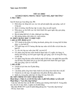 Giáo án Hoạt động trải nghiệm 7 - Tiết 35: Lễ phát động phong trào Gọn nhà, đẹp trường - Năm học 2023-2024