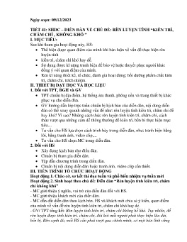 Giáo án Hoạt động trải nghiệm 7 - Tiết 41: Diễn đàn về chủ đề Rèn luyện tính kiên trì, chăm chỉ, không khó - Năm học 2023-2024