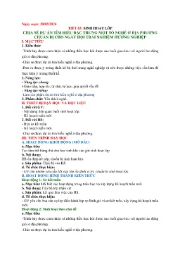 Giáo án Hoạt động trải nghiệm 7 - Tiết 83: Chia sẻ dự án tìm hiểu đặc trưng 1 số nghề ở địa phương chuẩn bị cho ngày hội trải nghiệm hướng nghiệp - Năm học 2023-2024