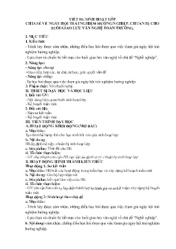 Giáo án Hoạt động trải nghiệm 7 - Tiết 86: Sinh hoạt lớp Chia sẻ về ngày hội trải nghiệm hướng nghiệp. Chuẩn bị cho buổi giao lưu văn nghệ toàn trường