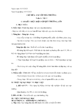 Giáo án Hoạt động trải nghiệm 7 - Tuần 1, Tiết 1: Cam kết thực hiện nội quy nhà trường - Năm học 2023-2024