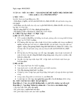 Giáo án Hoạt động trải nghiệm 7 - Tuần 14, Tiết 38: Tọa đàm chủ đề Kiên trì, chăm chỉ, chìa khóa của thành công - Năm học 2023-2024