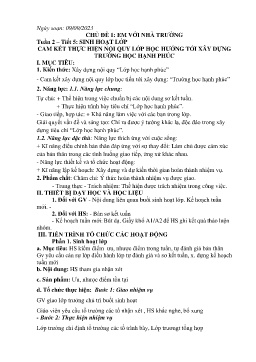 Giáo án Hoạt động trải nghiệm 7 - Tuần 2, Tiết 5: Cam kết thực hiện nội quy lớp học hướng tới xây dựng trường học hạnh phúc - Năm học 2023-2024