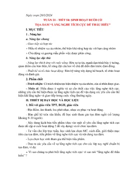 Giáo án Hoạt động trải nghiệm 7 - Tuần 21, Tiết 54: Sinh hoạt dưới cờ Tọa đàm Lắng nghe tích cực để thấu hiệu - Năm học 2023-2024