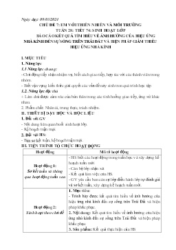 Giáo án Hoạt động trải nghiệm 7 - Tuần 28, Tiết 74: Sinh hoạt lớp Báo cáo kết quả tìm hiểu về ảnh hưởng của hiệu ứng nhà kính đến sự sống trên trái đất và biện pháp giảm thiểu hiệu ứng nhà kính - Năm học 2023-2024