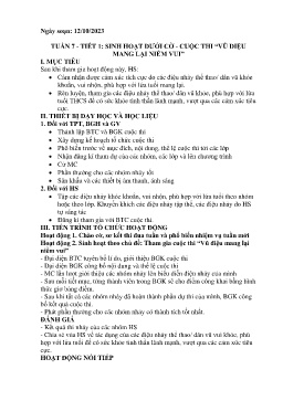 Giáo án Hoạt động trải nghiệm 7 - Tuần 7, Tiết 1: Sinh hoạt dưới cờ Cuộc thi Vũ điệu mang lại niềm vui - Năm học 2023-2024