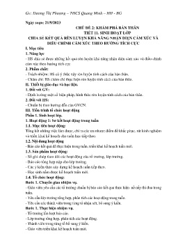 Giáo án Hoạt động trải nghiệm 8 - Tiết 11: Sinh hoạt lớp Chia sẻ kết quả rèn luyện khả năng nhận diện cảm xúc và điều chỉnh cảm xúc theo hướng tích cực - Năm học 2023-2024 - Dương Thị Phượng