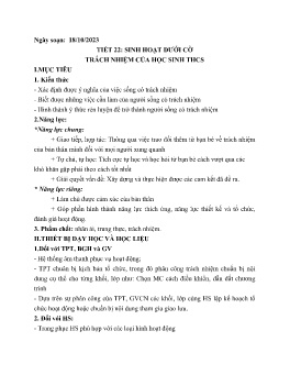 Giáo án Hoạt động trải nghiệm 8 - Tiết 22: Sinh hoạt dưới cờ Trách nhiệm của học sinh THCS - Năm học 2023-2024