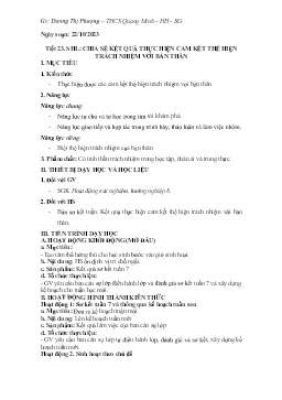 Giáo án Hoạt động trải nghiệm 8 - Tiết 23: Chia sẻ kết quả thực hiện cam kết thể hiện trách nhiệm với bản thân - Năm học 2023-2024 - Dương Thị Phượng