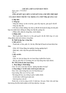Giáo án Hoạt động trải nghiệm 8 - Tiết 35: Chia sẻ kết quả rèn luyện kĩ năng chi tiêu phù hợp của bản thân trước tác động của tiếp thị, quảng cáo - Năm học 2023-2024