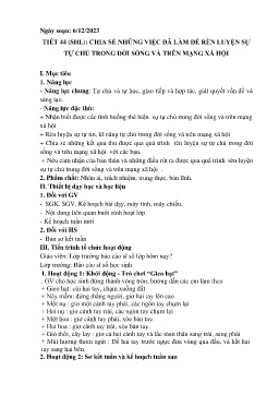 Giáo án Hoạt động trải nghiệm 8 - Tiết 44: Chia sẻ những việc đã làm để rèn luyện sự tự chủ trong đời sống và trên mạng xã hội - Năm học 2023-2024