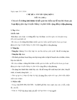 Giáo án Hoạt động trải nghiệm 8 - Tiết 56: Sinh hoạt lớp Chia sẻ về những khó khăn và kết quả tìm kiếm sự hỗ trợ khi tham gia hoạt động giáo dục truyền thống và phát triển cộng đồng ở địa phương - Năm học 2023-2024