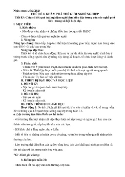 Giáo án Hoạt động trải nghiệm 8 - Tiết 83: Chia sẻ kết quả trải nghiệm nghề, tìm hiểu đặc trưng của các nghề phổ biến trong xã hội hiện đại - Năm học 2023-2024