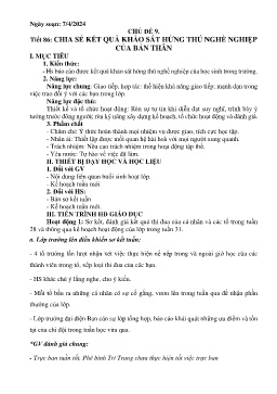 Giáo án Hoạt động trải nghiệm 8 - Tiết 86: Chia sẻ kết quả khảo sát hứng thú nghề nghiệp của bản thân - Năm học 2023-2024