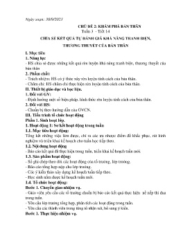 Giáo án Hoạt động trải nghiệm 8 - Tuần 3, Tiết 14: Chia sẻ kết quả tự đánh giá khả năng tranh biện, thương thuyết của bản thân - Năm học 2023-2024