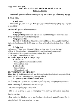 Giáo án Hoạt động trải nghiệm 8 - Tuần 34, Tiết 92: Chia sẻ kết quả tìm hiểu các môn học ở cấp THPT liên quan đến hướng nghiệp - Năm học 2023-2024