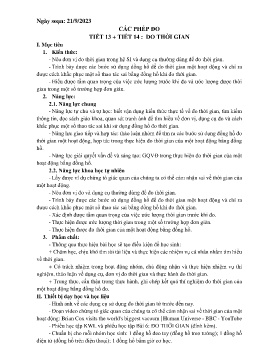 Giáo án Khoa học tự nhiên 6 (Kết nối tri thức) - Tiết 13+14: Các phép đo thời gian - Năm học 2023-2024