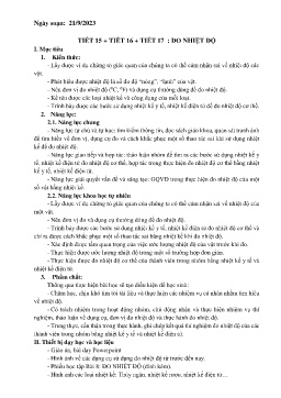 Giáo án Khoa học tự nhiên 6 (Kết nối tri thức) - Tiết 15-17: Đo nhiệt độ - Năm học 2023-2024